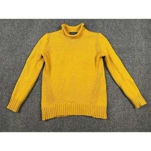 Vtg J Crew Sweater Womens XXS Mustard Roll Neck Oarsman Fisherman Cotton Ribbed